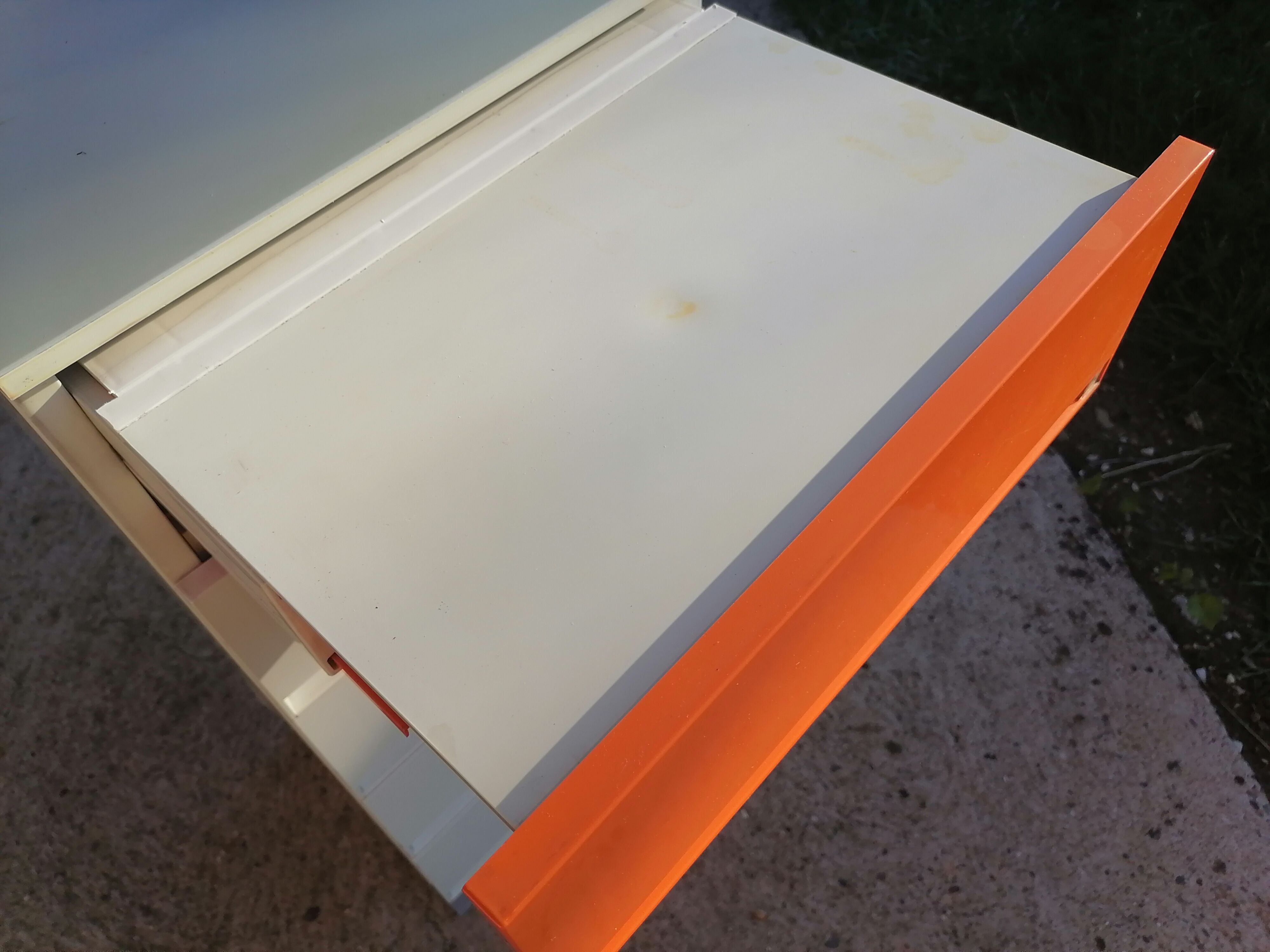 Allibert small vanity cabinet bathroom orange 1970