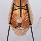 Vintage table lamp with sissal on a tripod, 1960