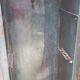 Very old riveted 5-door locker room