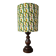 Vintage turned wood lamp, seventies graphic lampshade.