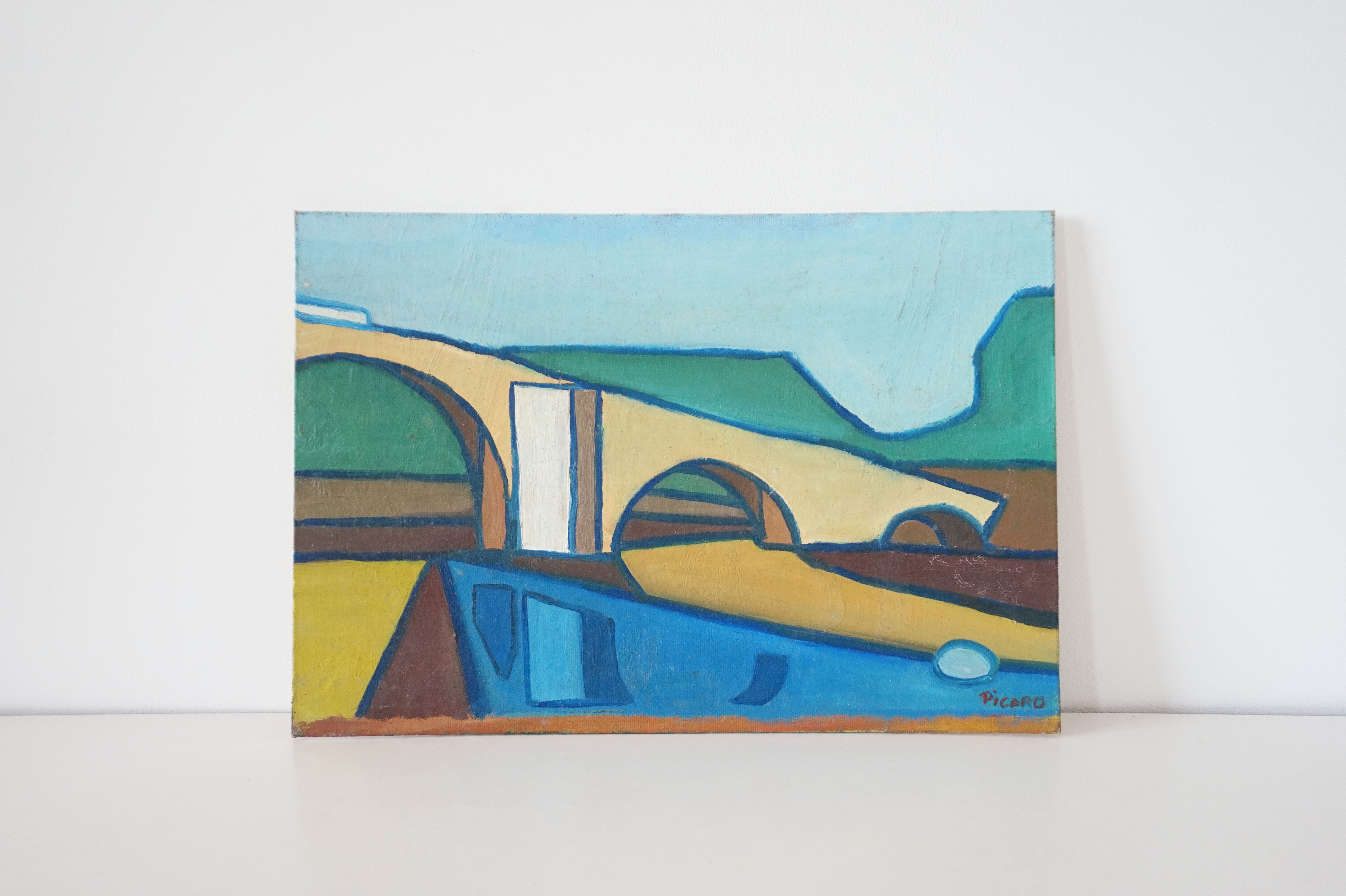 Oil painting painting "Pont roman de mane"