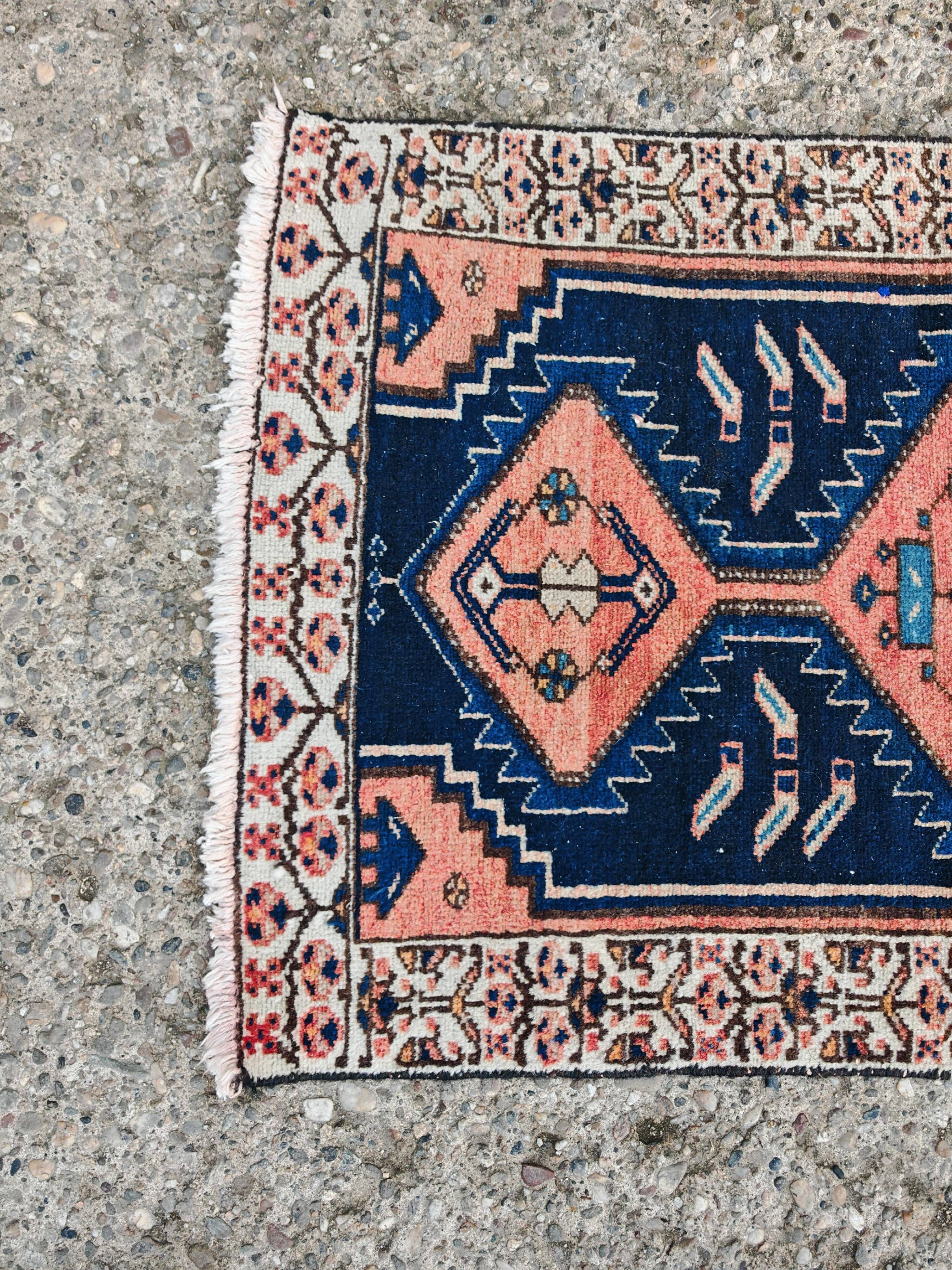 Vintage Anatolian runner rug in wool from the 1950s.