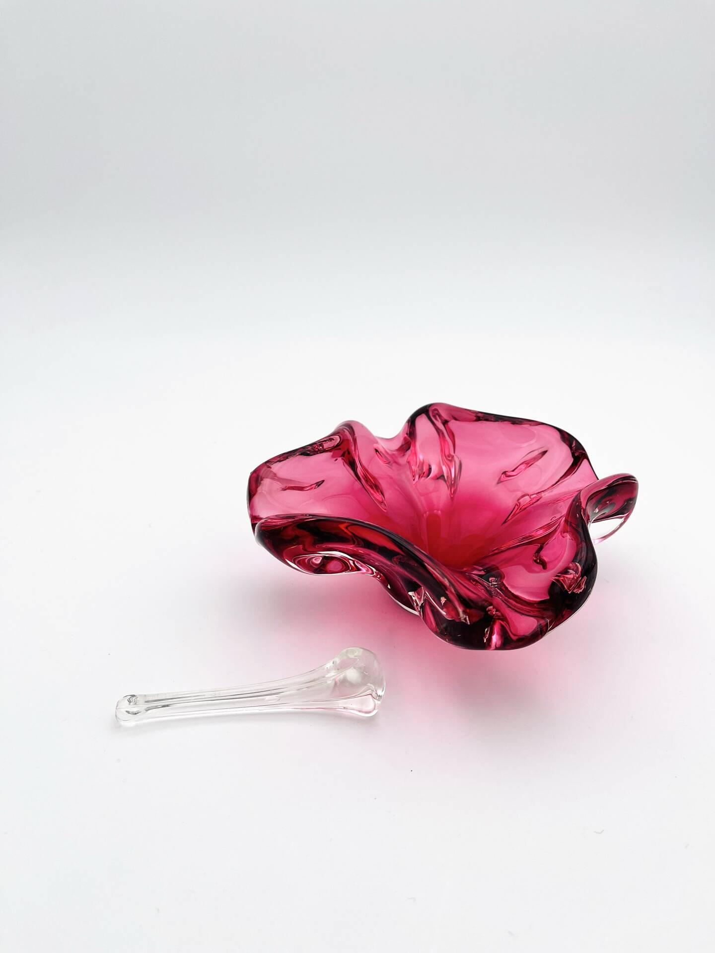 Murano Coupe Flavio Poli Sommerso Rubies & Original Pilon 17cm 1960