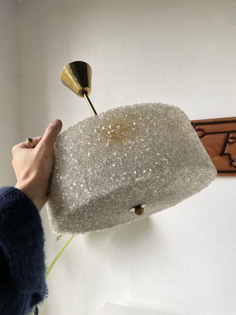 70s granite Perspex pendant light