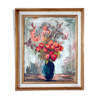 Huile sur toile, bouquet de fleurs, Madé Gourdon