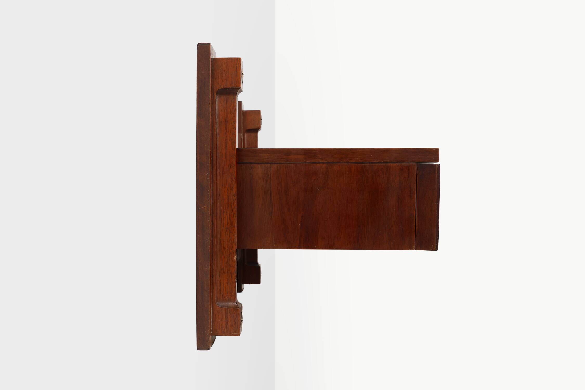 Mid-century Wall-mounted console in wood with brass details, Italy 1960s