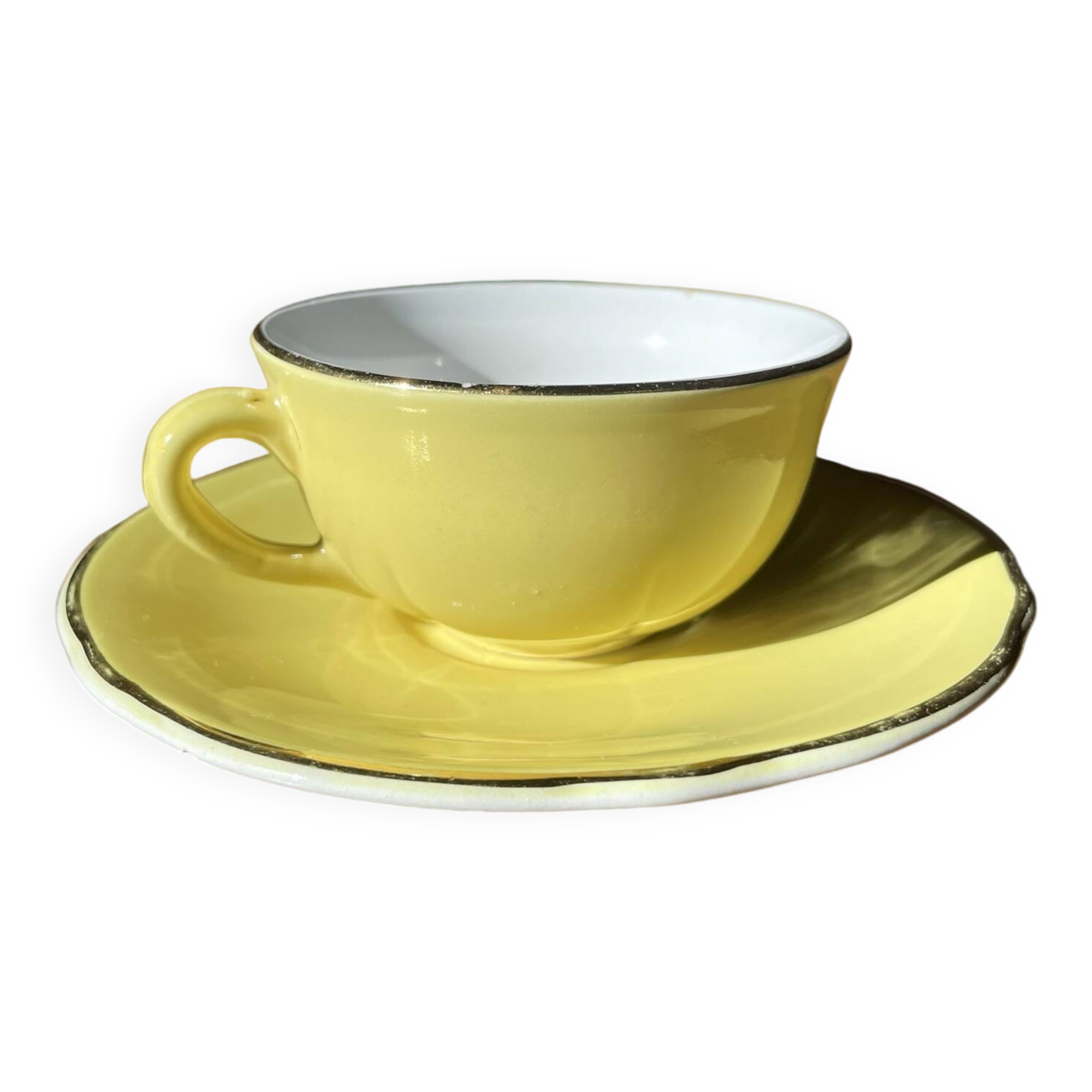4 KG Lunéville yellow coffee cups