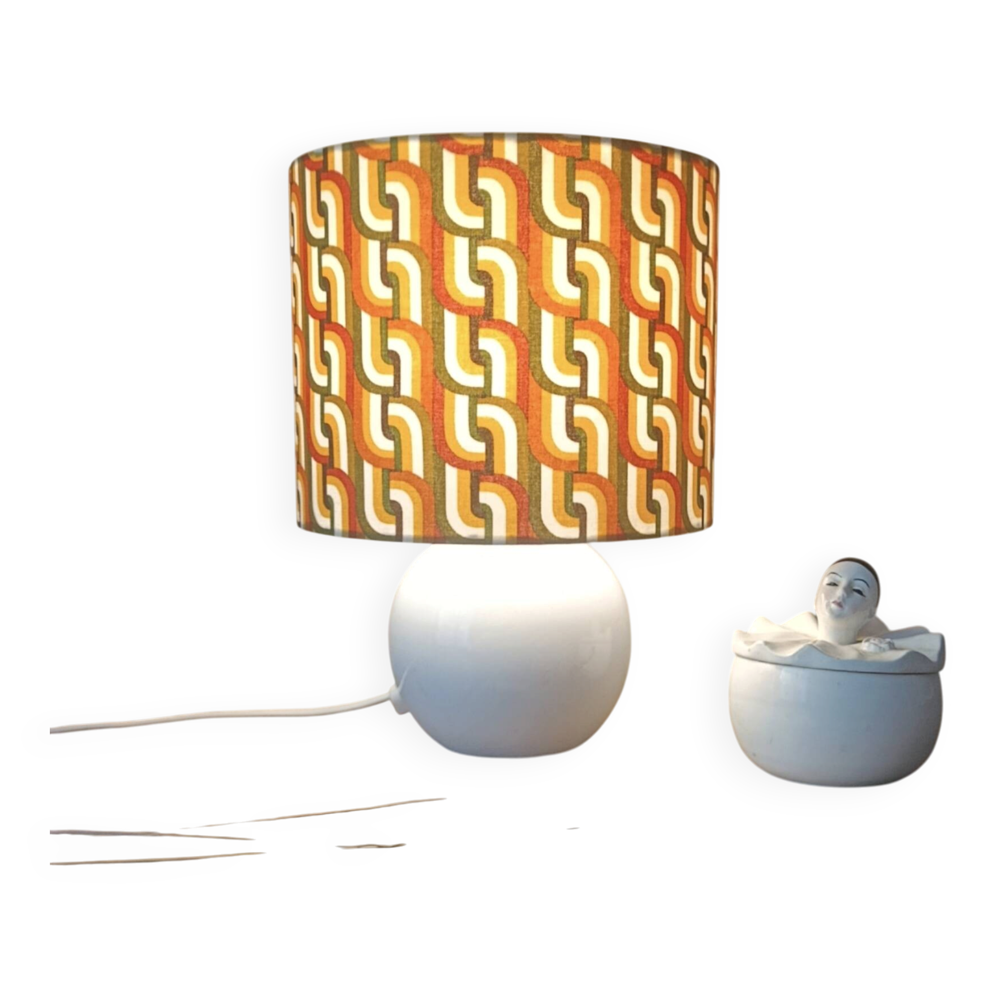 Seventies spirit lamp | psychedelic green/orange lampshade