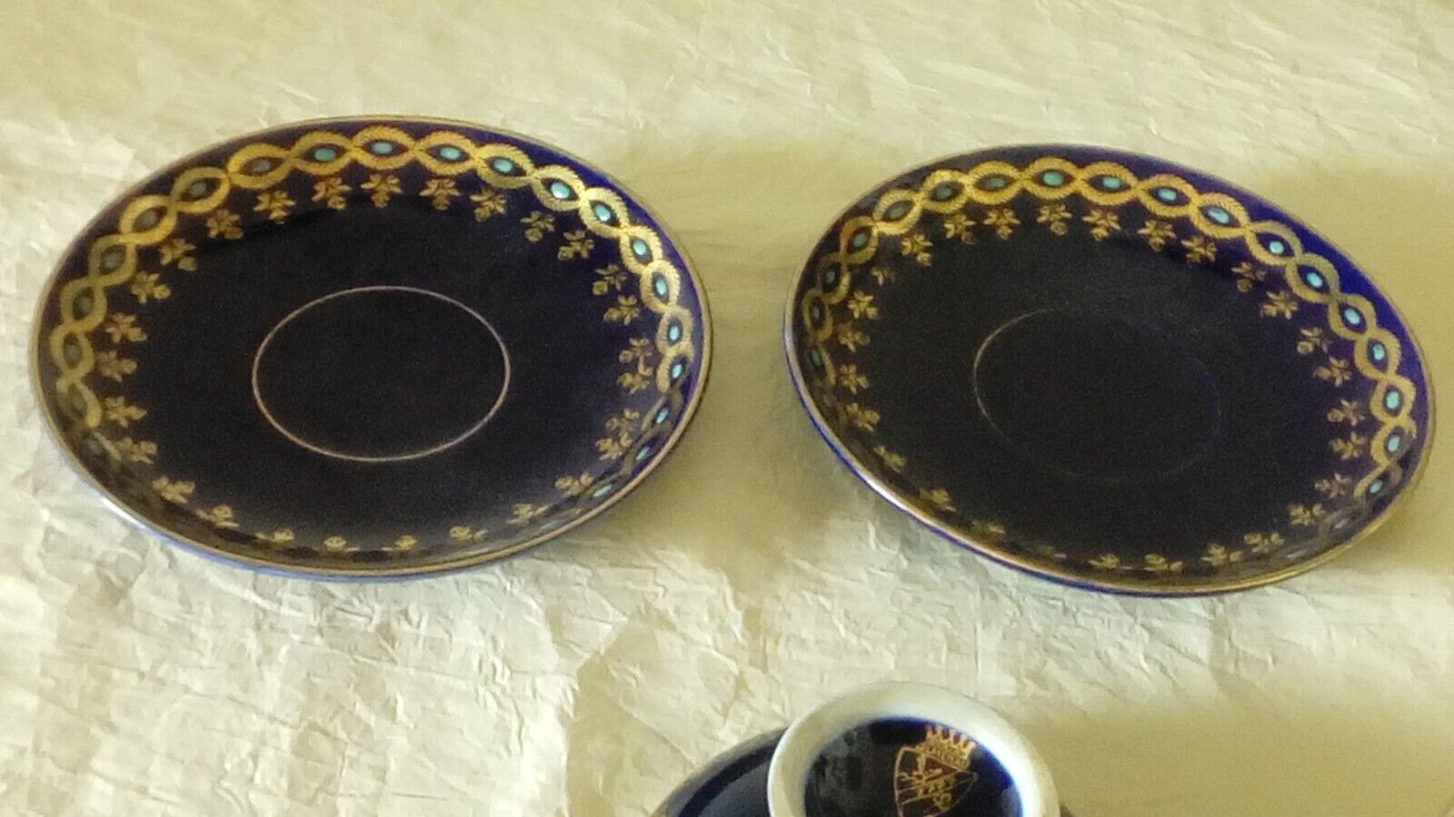 Coffee tea cups in German kiln blue porcelain jlmenau germany