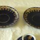Coffee tea cups in German kiln blue porcelain jlmenau germany