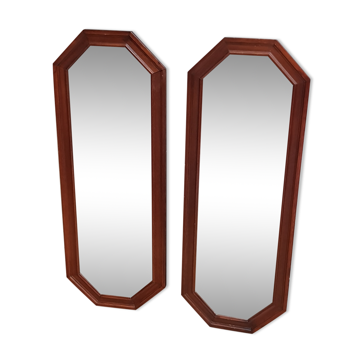 Pair of rectangular mirror wood frame 79x29cm
