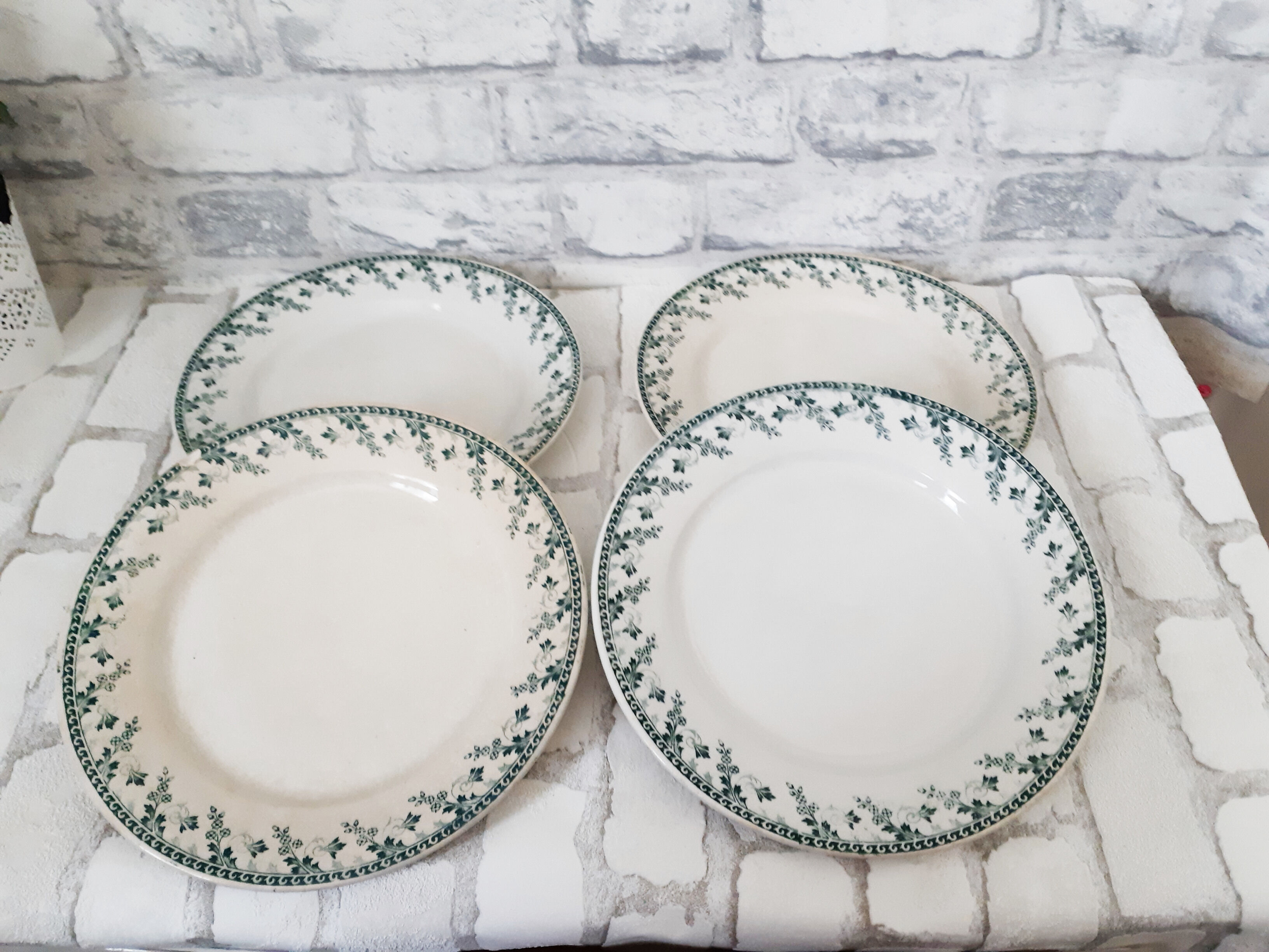 Assiettes plates en faïence de Gien , Montigny