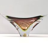 Bol ou centre de table en verre Sommerso marron par Seguso, Italie
