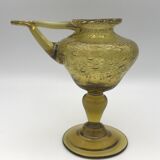 Lampe à huile en verre soufflé main bullé jaune verrerie biot