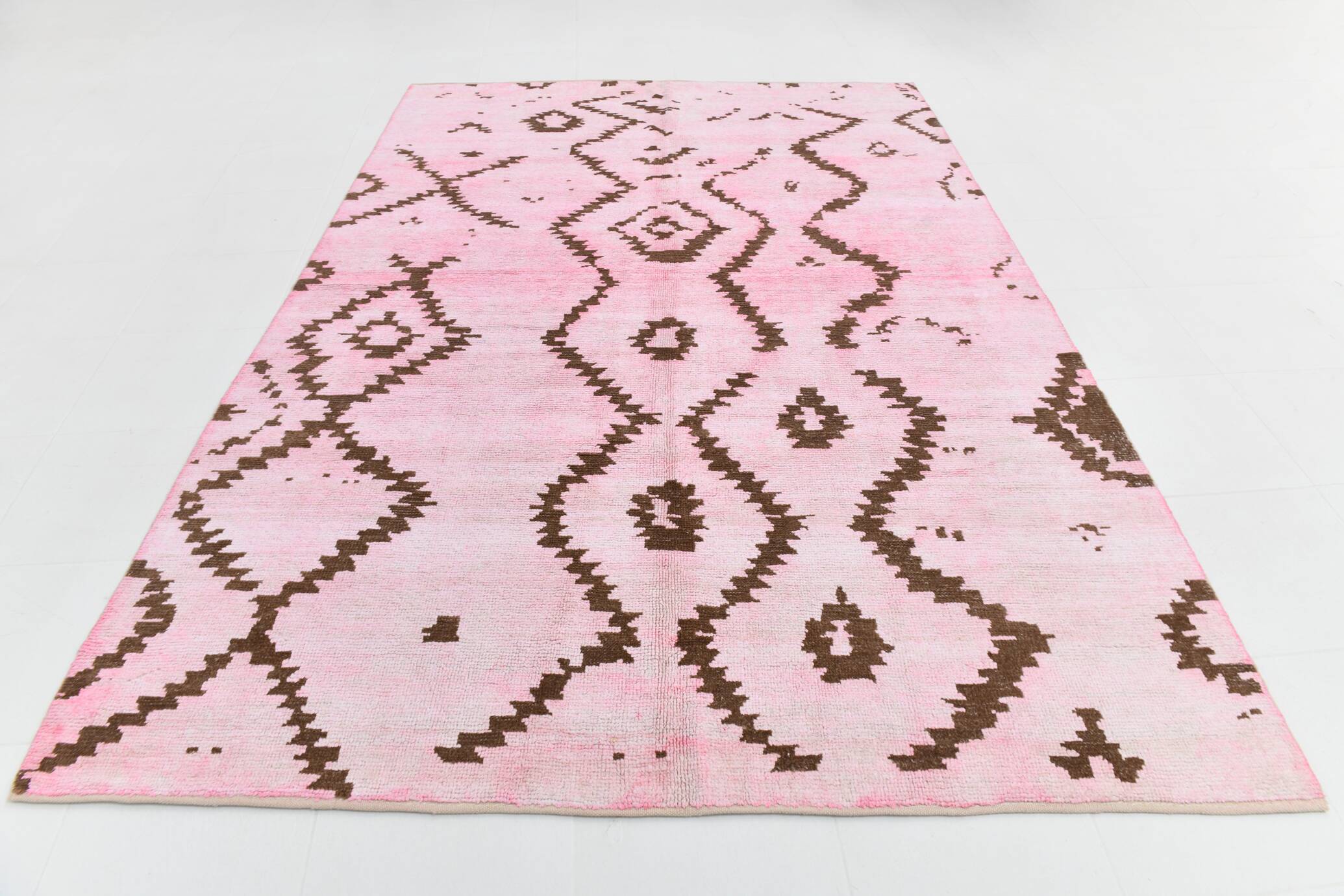 7x10 Pink Brown Modern Kilim Rug, 208x300Cm