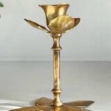 Pair of VINTAGE solid BRASS Flower CANDLE HOLDERS