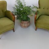 Danish art deco green velvet lounge chairs, 1940s. set of 2