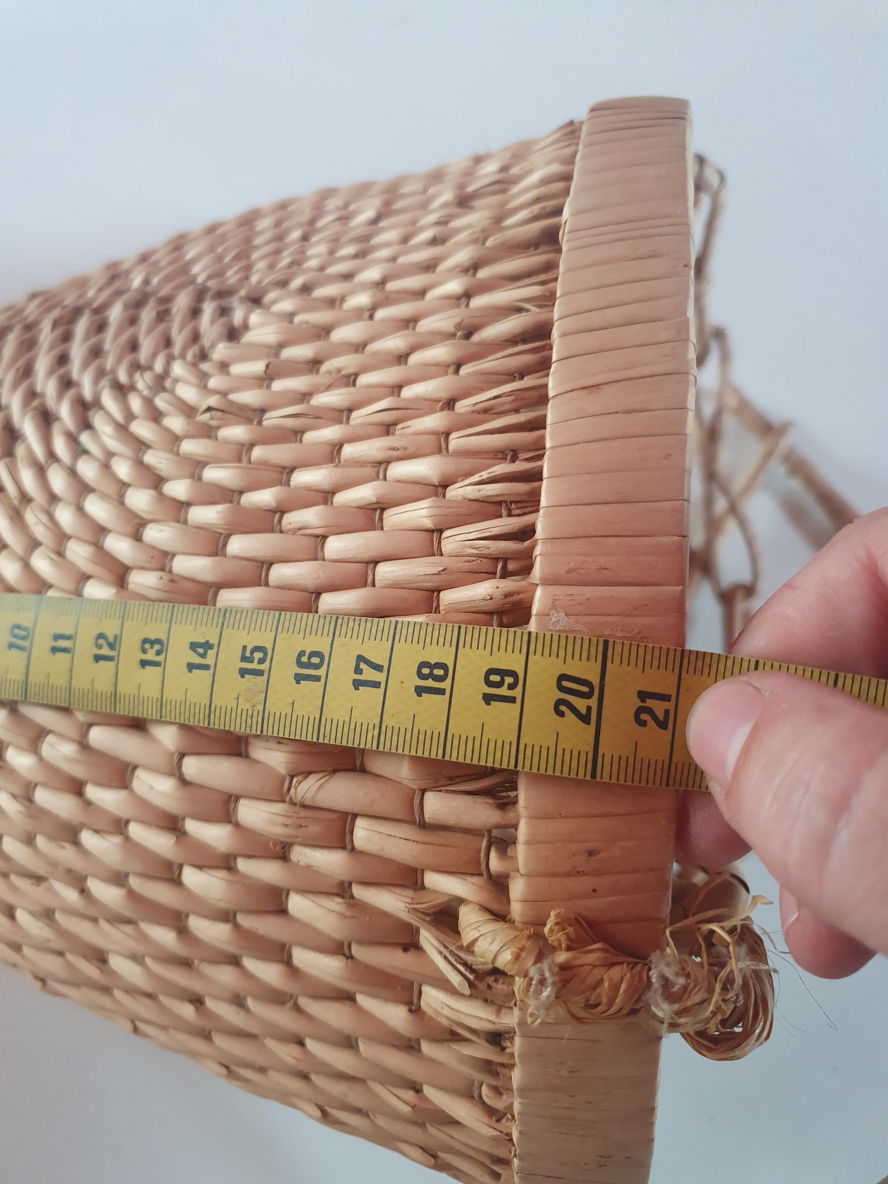 Rattan basket to hang vintage plant door
