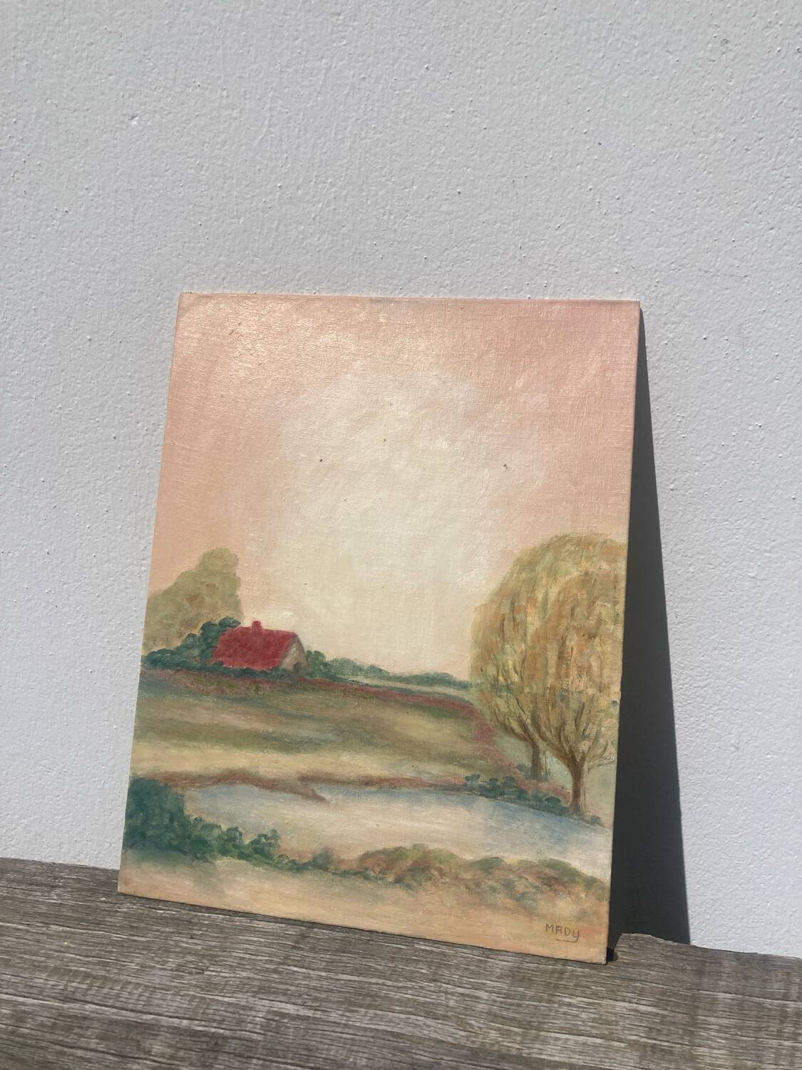Tableau paysage champetre ancien / peinture huile