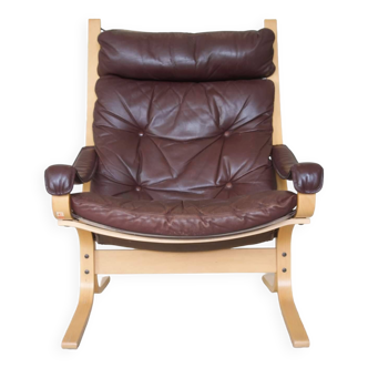 Vintage norwegian leather seista chair by ingmar relling