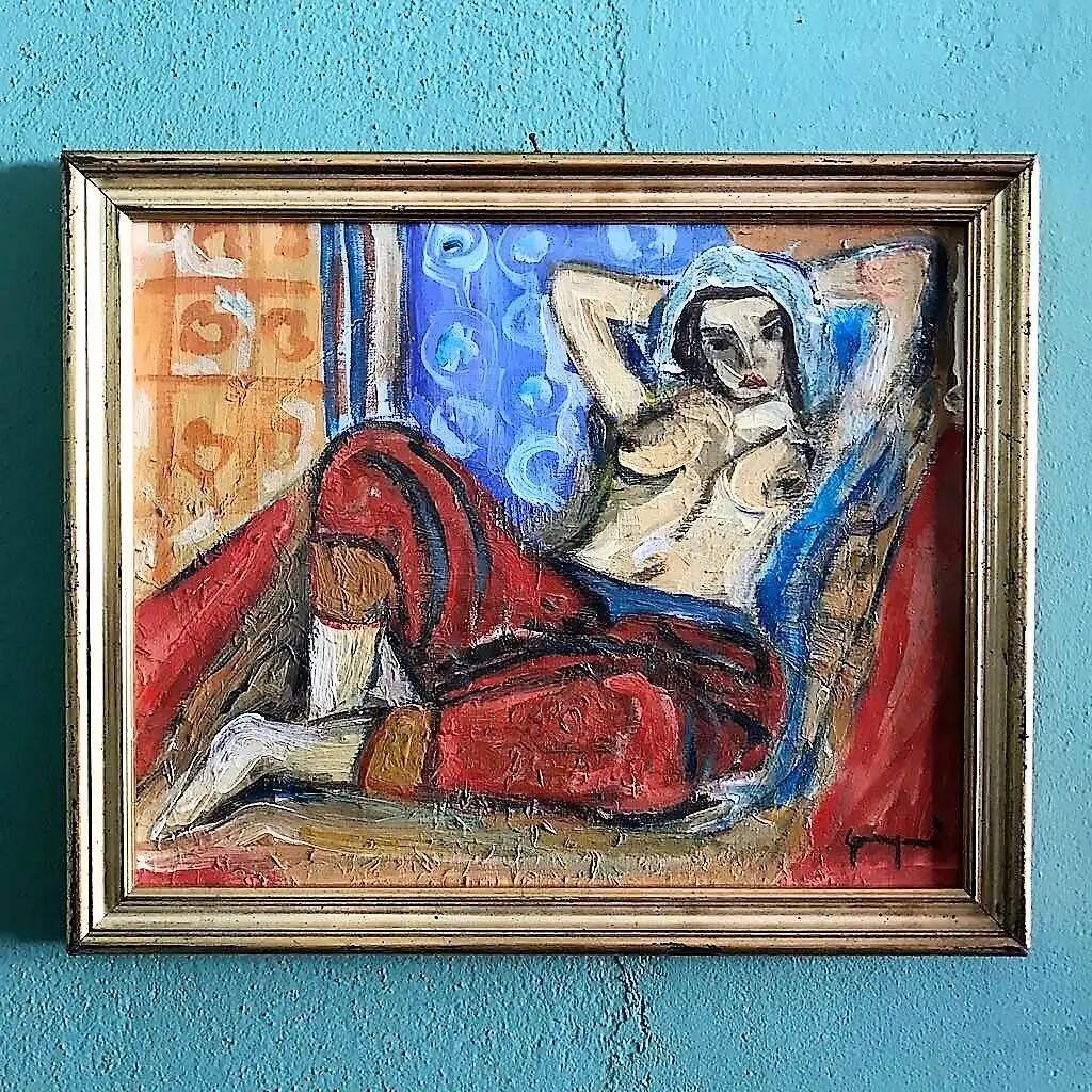 Contemporary Painting, French Artist, Matisse Style Odalisque