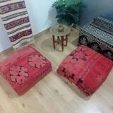 Handmade Berber pouf in wool 60 X 60 X 20 CM