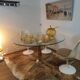 Glass round table - design 70s - Hollywood Regency