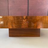 Square coffee table in elm magnifying glass 70s