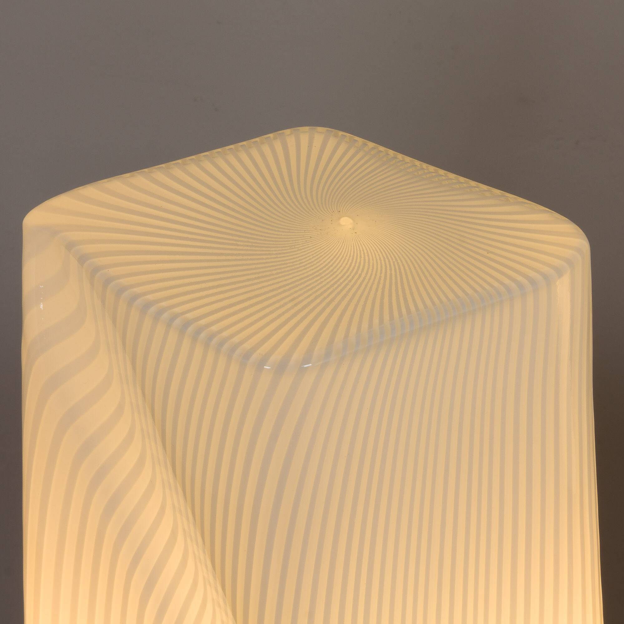 Pair of Italian striped Murano glass table lamps in style of Lino Tagliapie