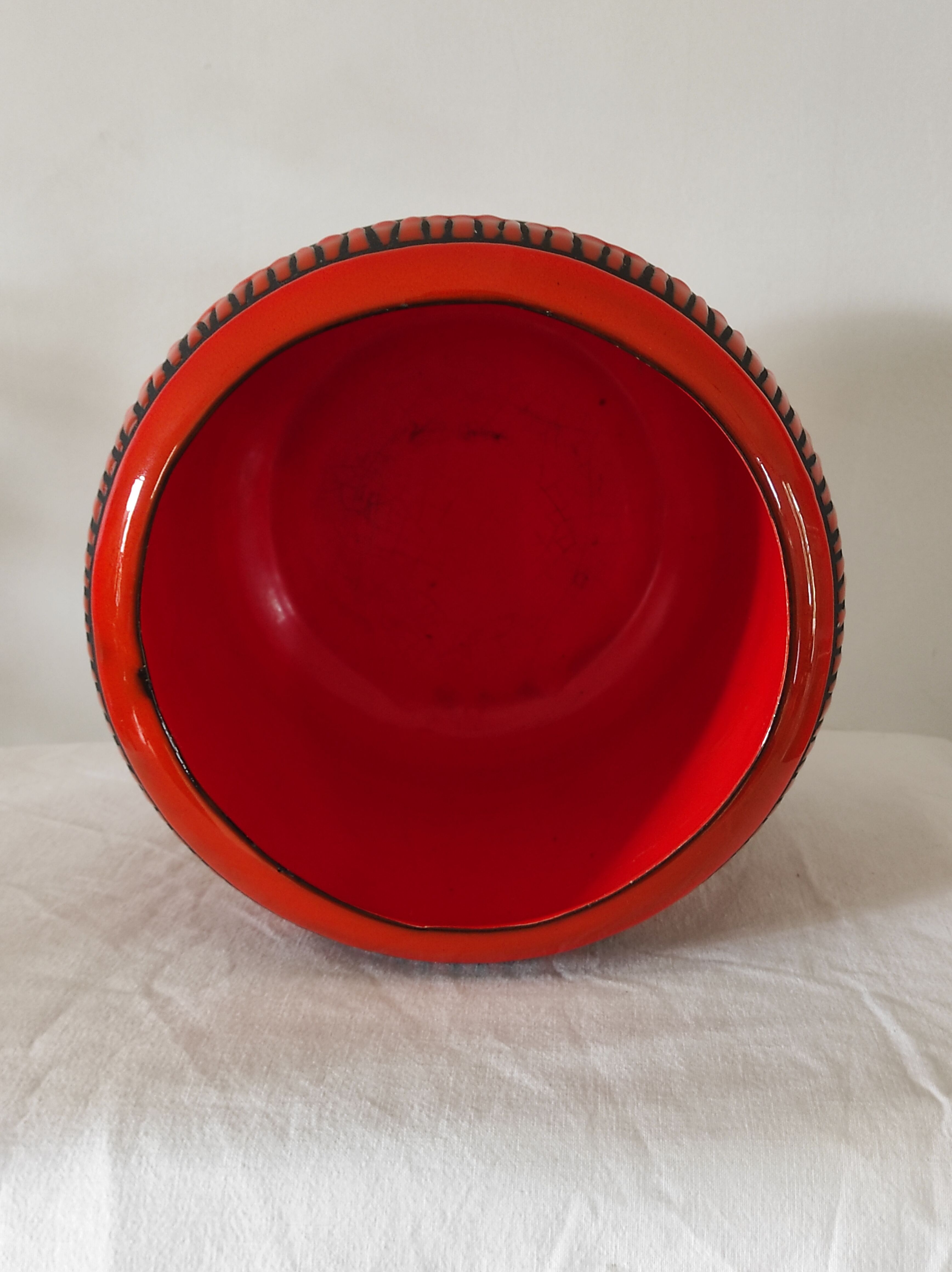 Red pot-pot vase by Roger Capron circa 1960