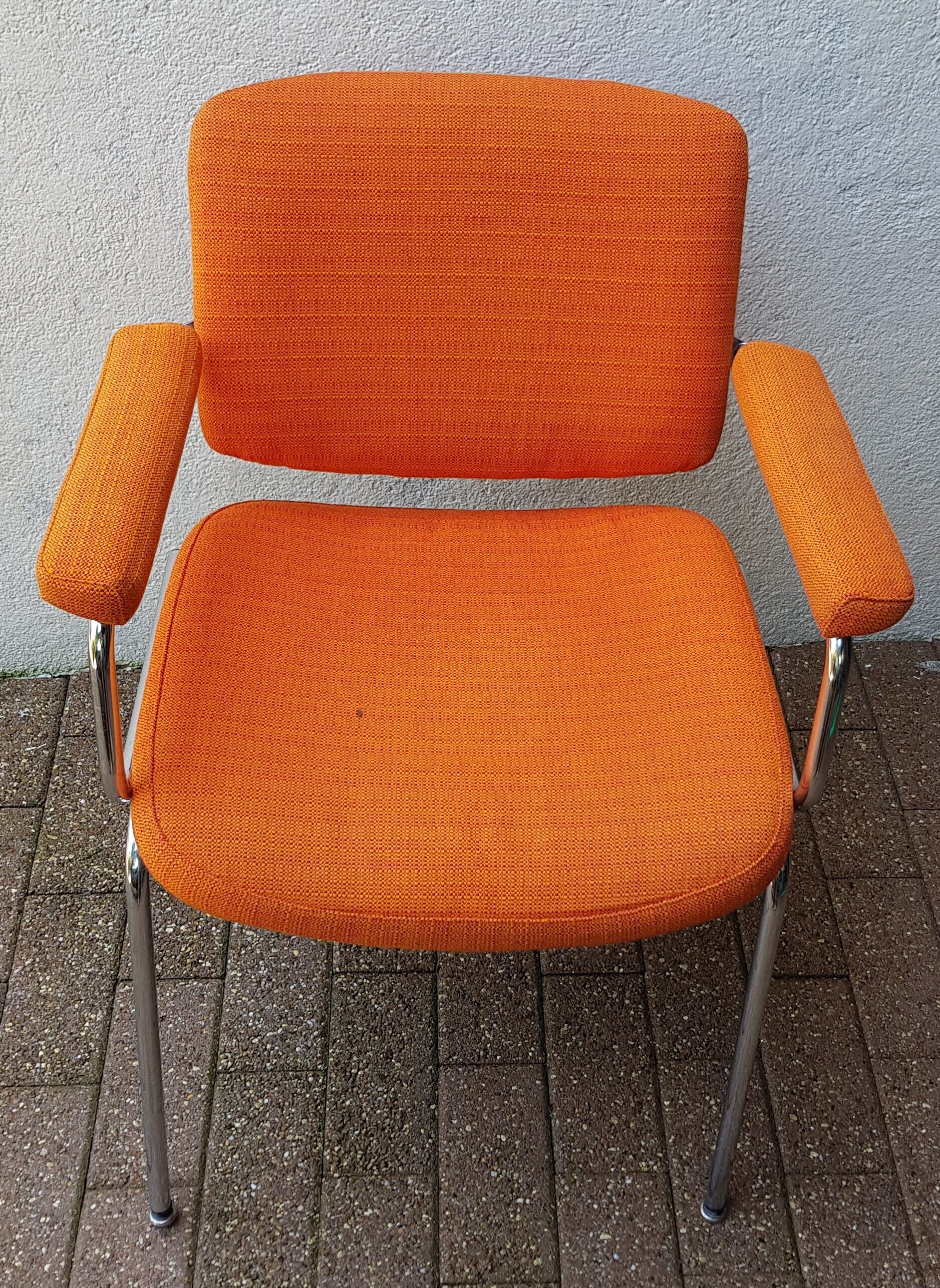 Orange fabrics and chrome armchair 70