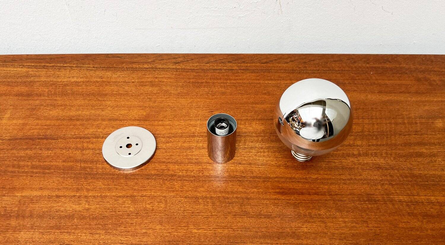 Vintage German ceiling lamp in chrome and glass from the space age by Motoko Ishii for Staff, 1970s.