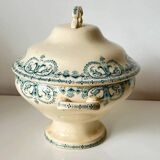 Antique soup tureen, Terre de Fer – blue decoration – Caiffa planters "Garland" 19th century