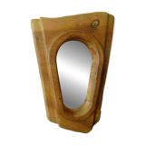 Brutalist free-form solid wood mirror from the 70s