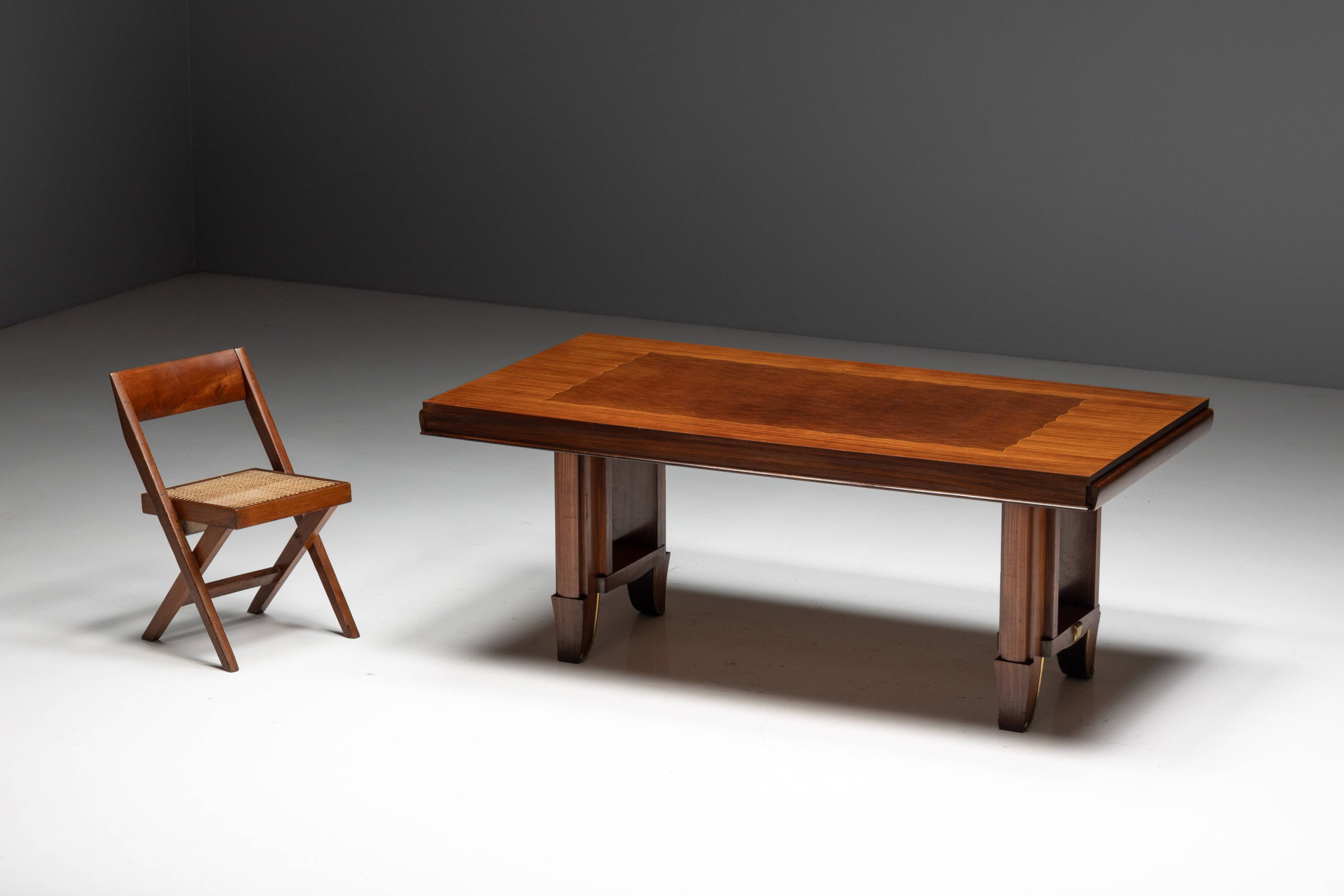 Art Deco parquetry dining table, France, 1930s