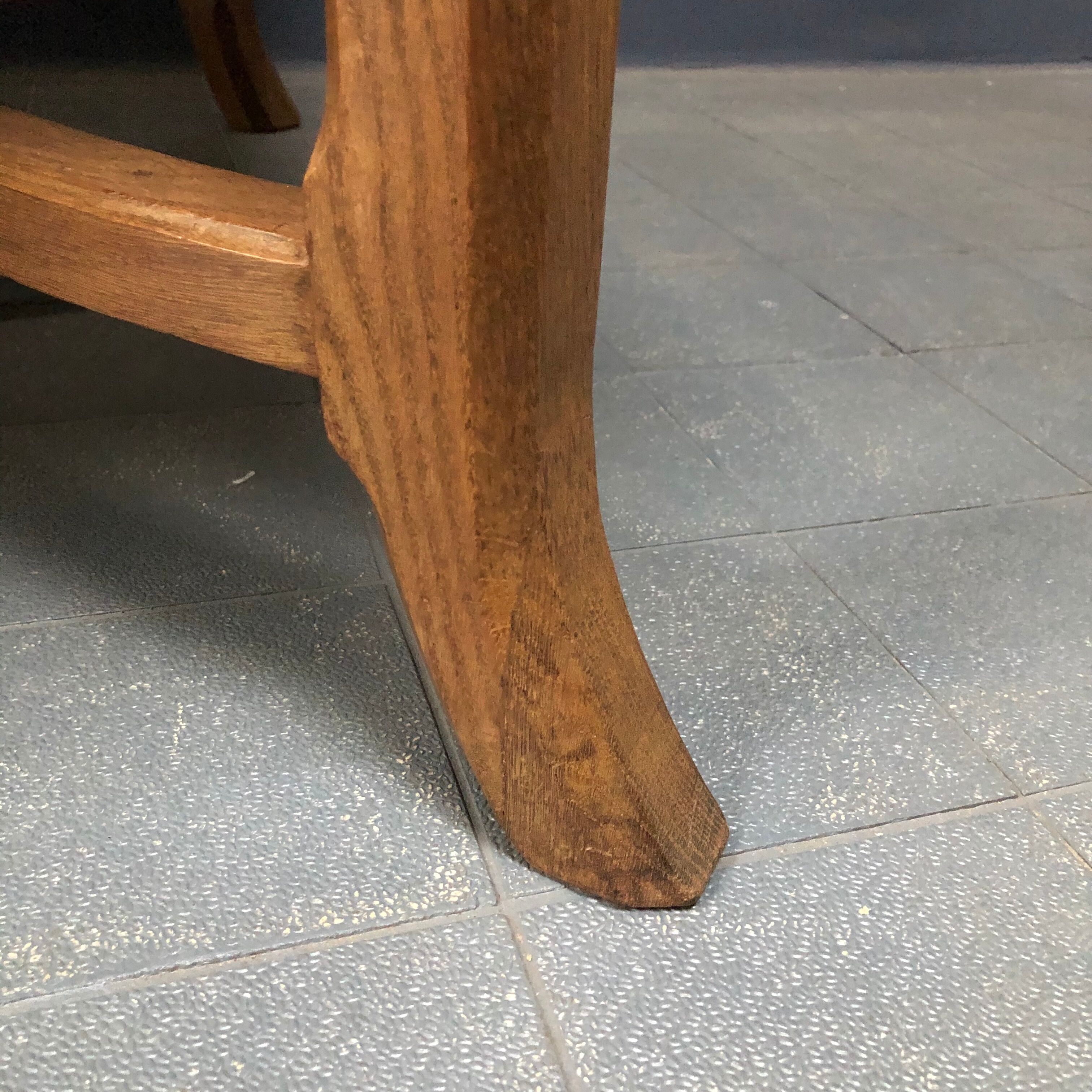 Dutch oak kitchen table in art deco style from the 1930s