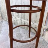 Thonet high bar chair in curved wood and cane