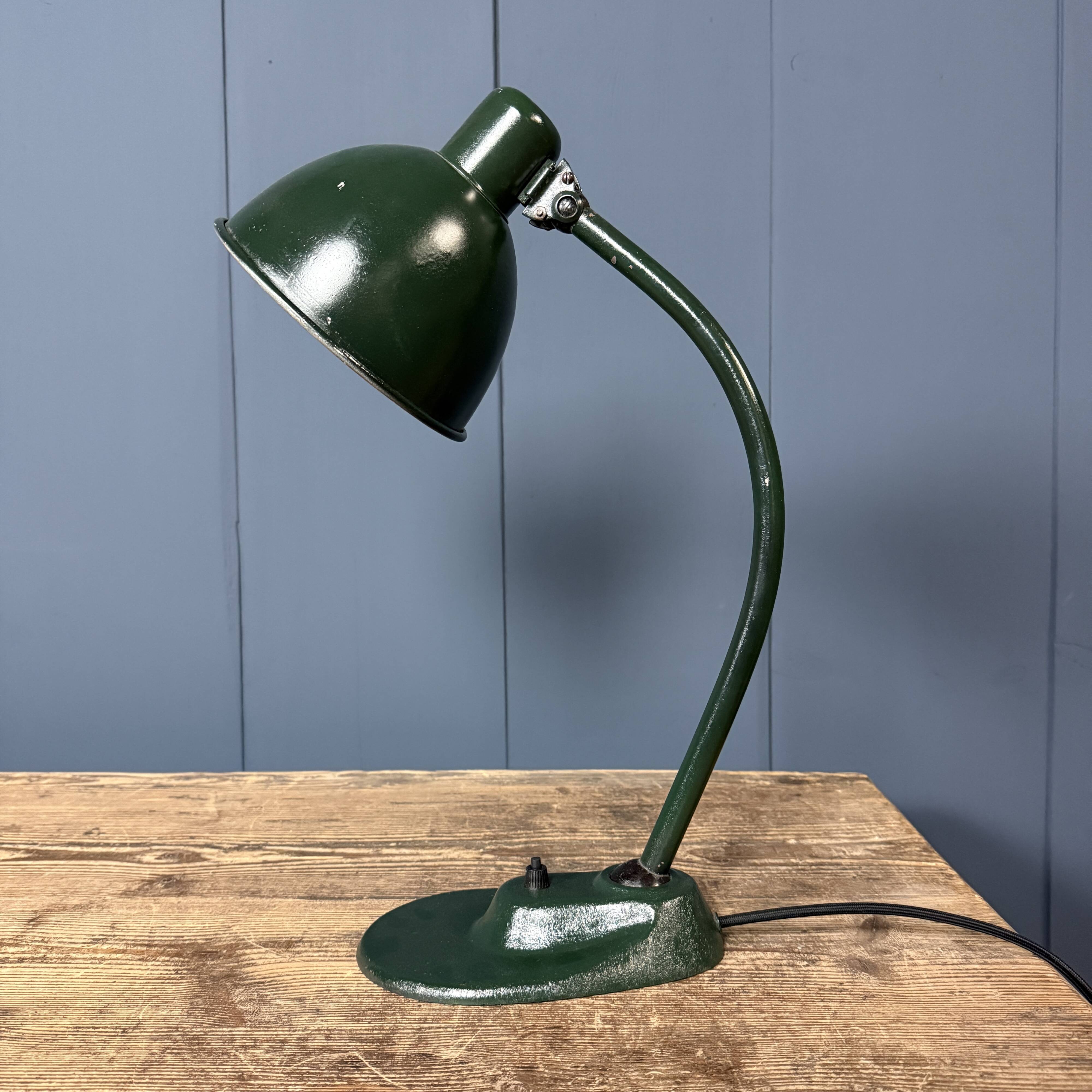 Dark green Bauhaus desk lamp