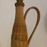 Grande bouteille en verre et osier