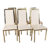 Ensemble de 6 chaises vintage des années 1970 en laiton doré, conçues par Renato Zevi