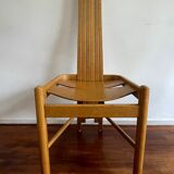 Vintage brutalist curved oak dining chairs from allmilmö, 1980s, set of 4. unique danish design.