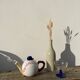 Teapot in white ceramic baseball