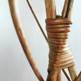 Vintage tripod planter in wicker and rattan