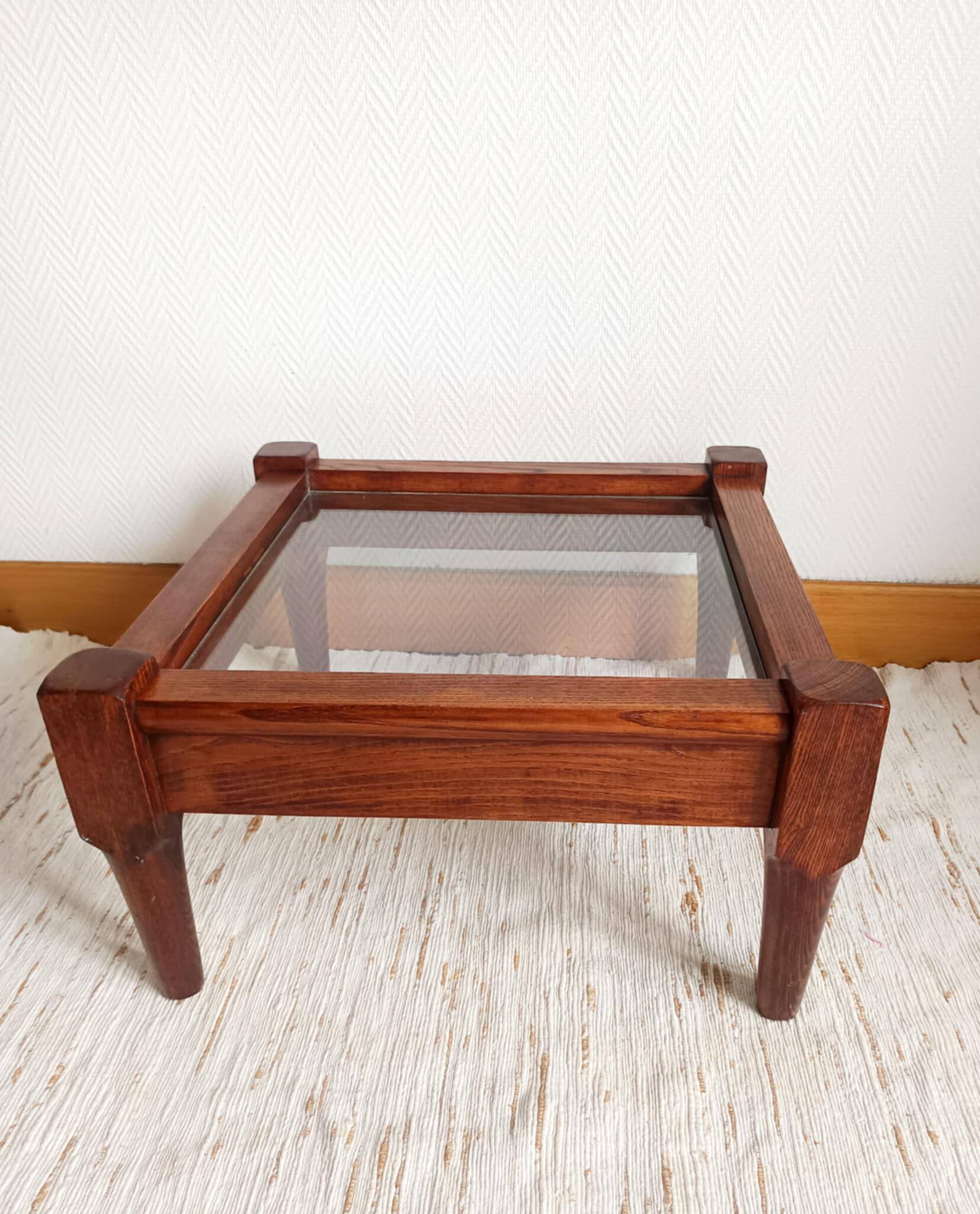Scandinavian coffee table in wood and glass
