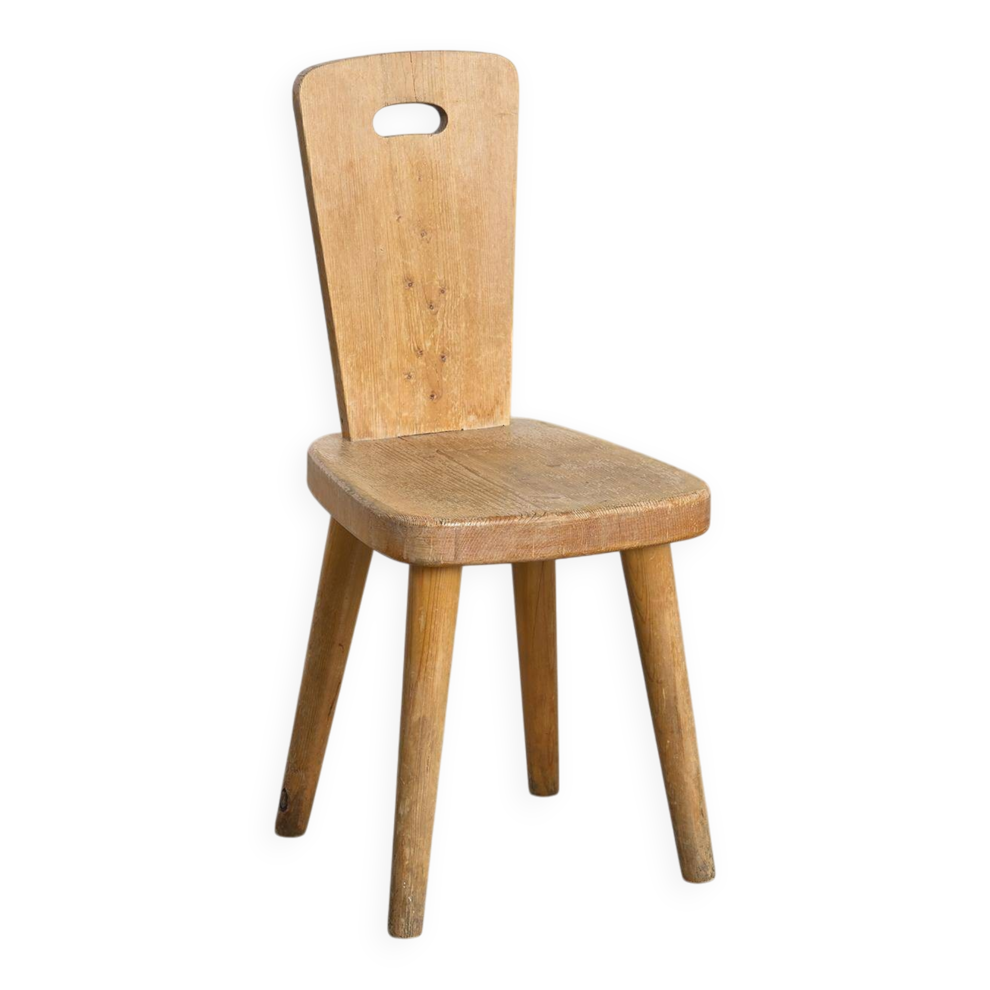 Chaise en pin massif par Christian Durupt, Méribel 1960