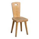 Chaise en pin massif par Christian Durupt, Méribel 1960