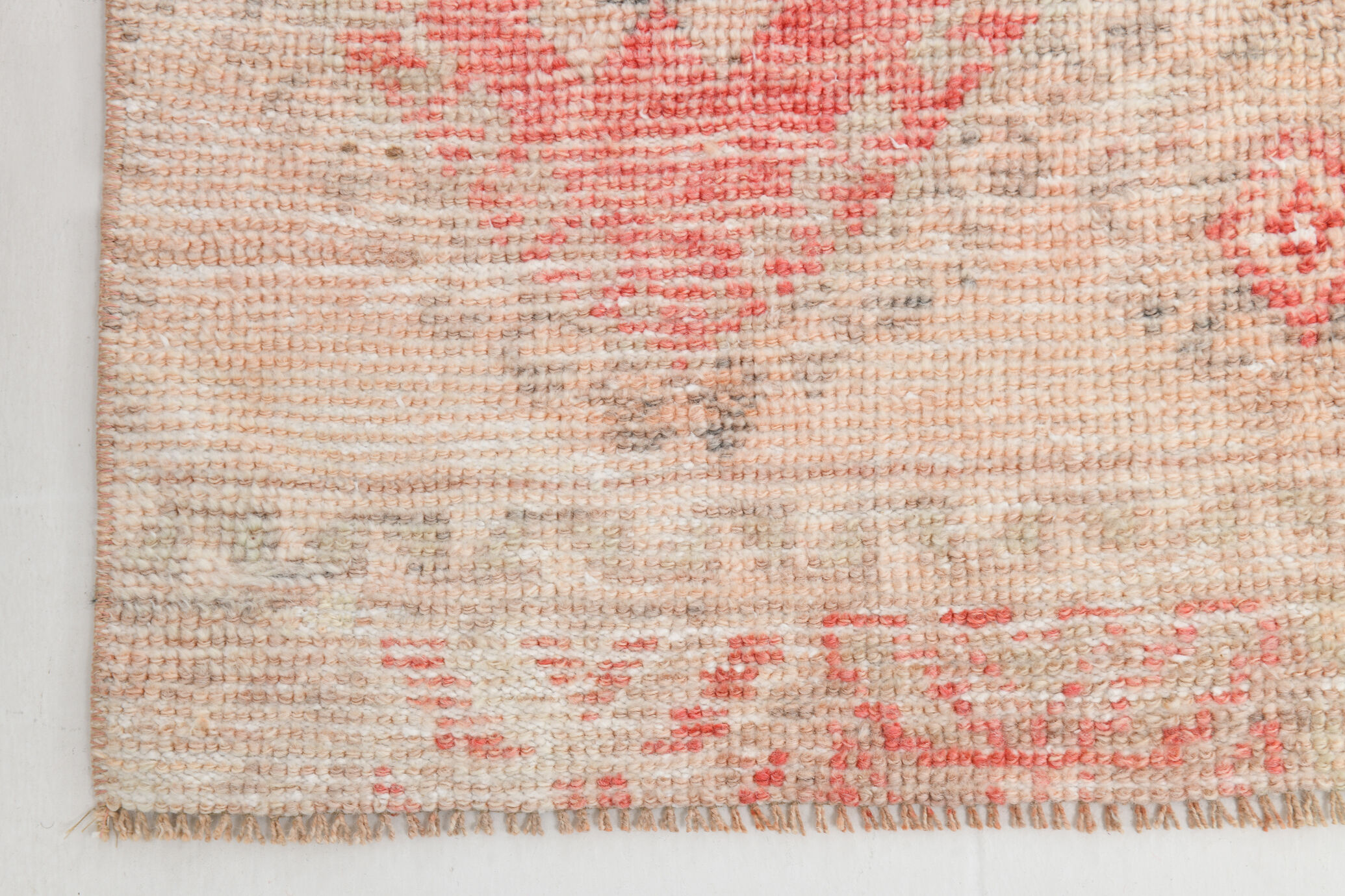 3x12 Red Beige Turkish Vintage Runner Rug,92x371Cm