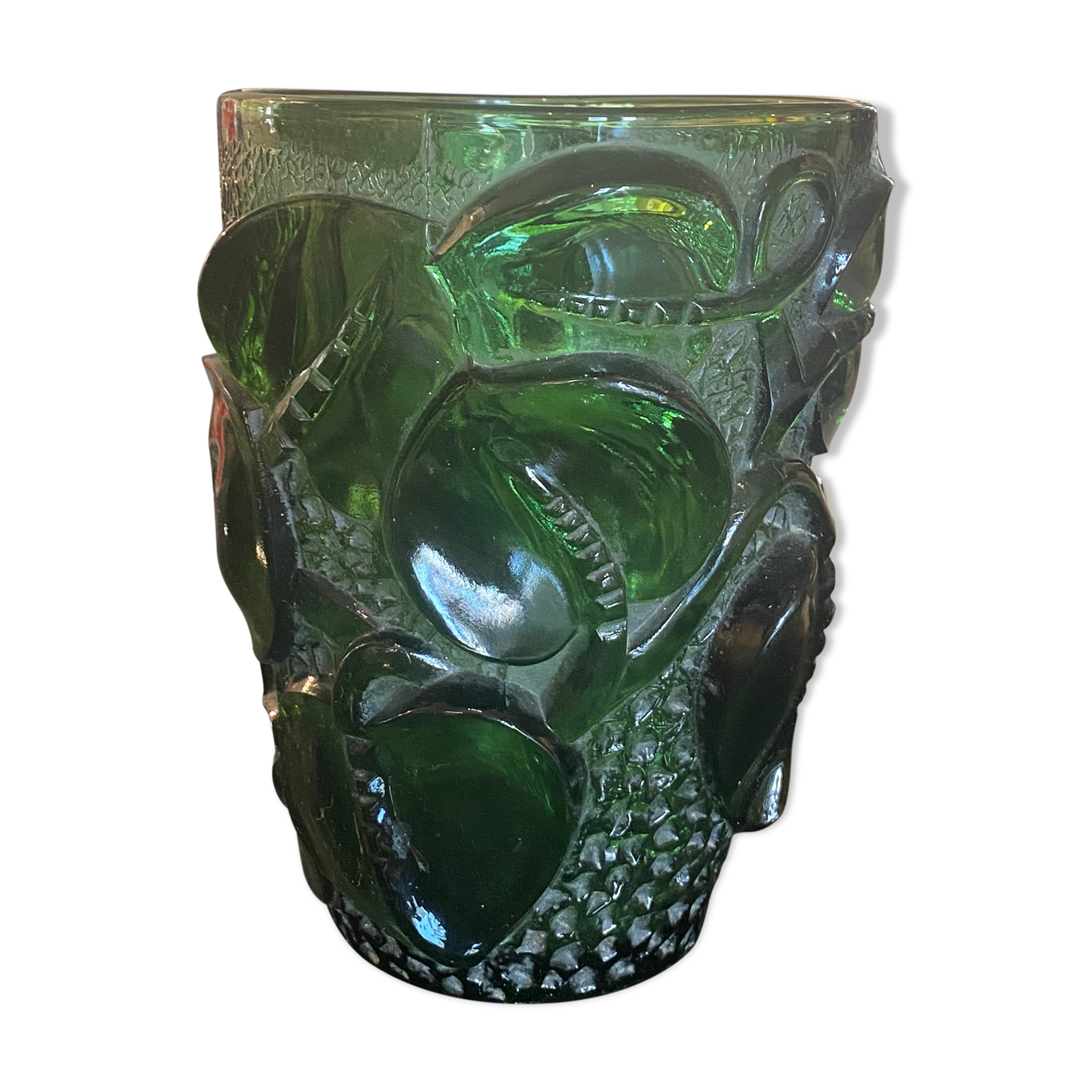 Glass vase with floral decorations