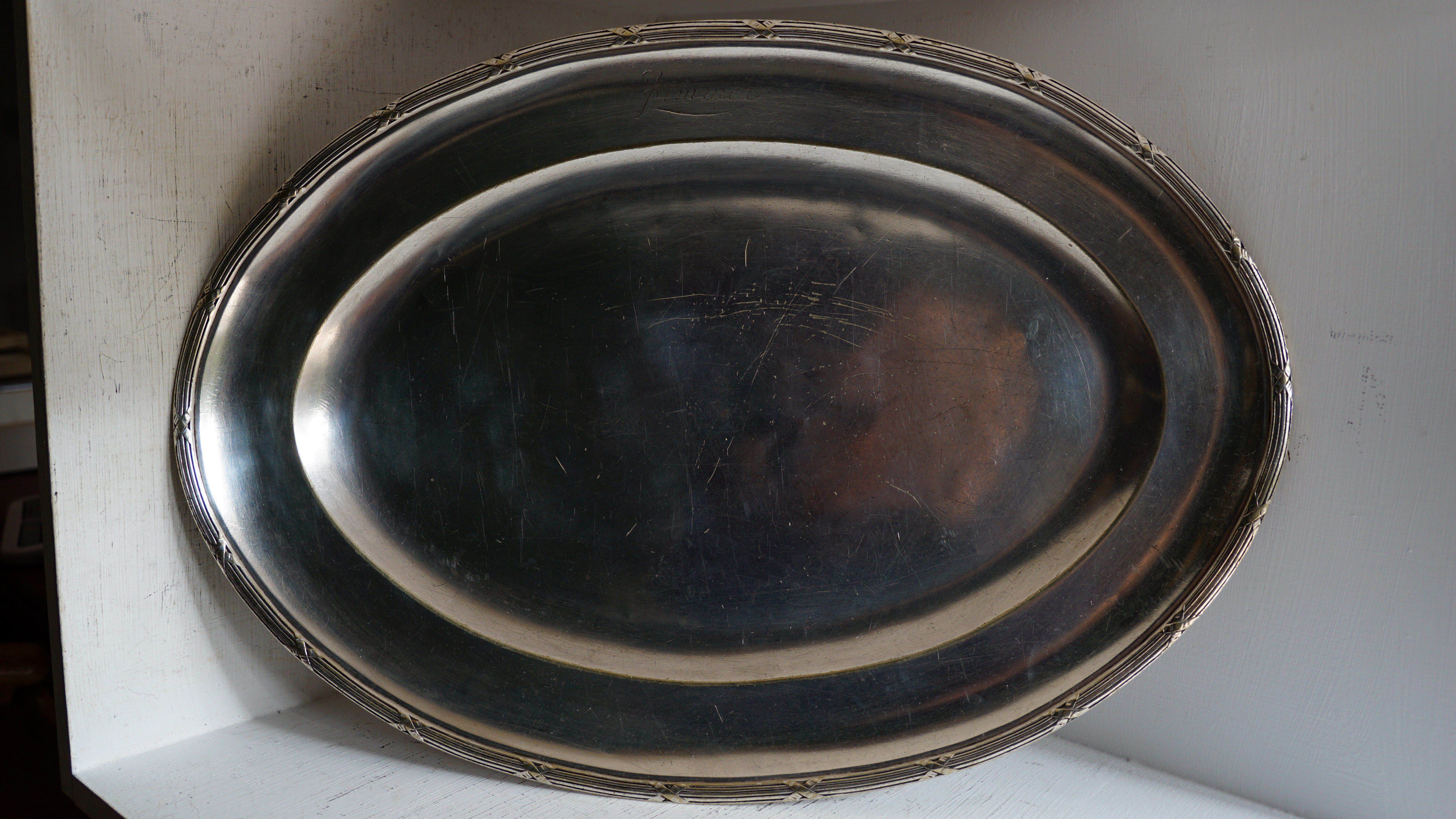 2 silverware serving dishes