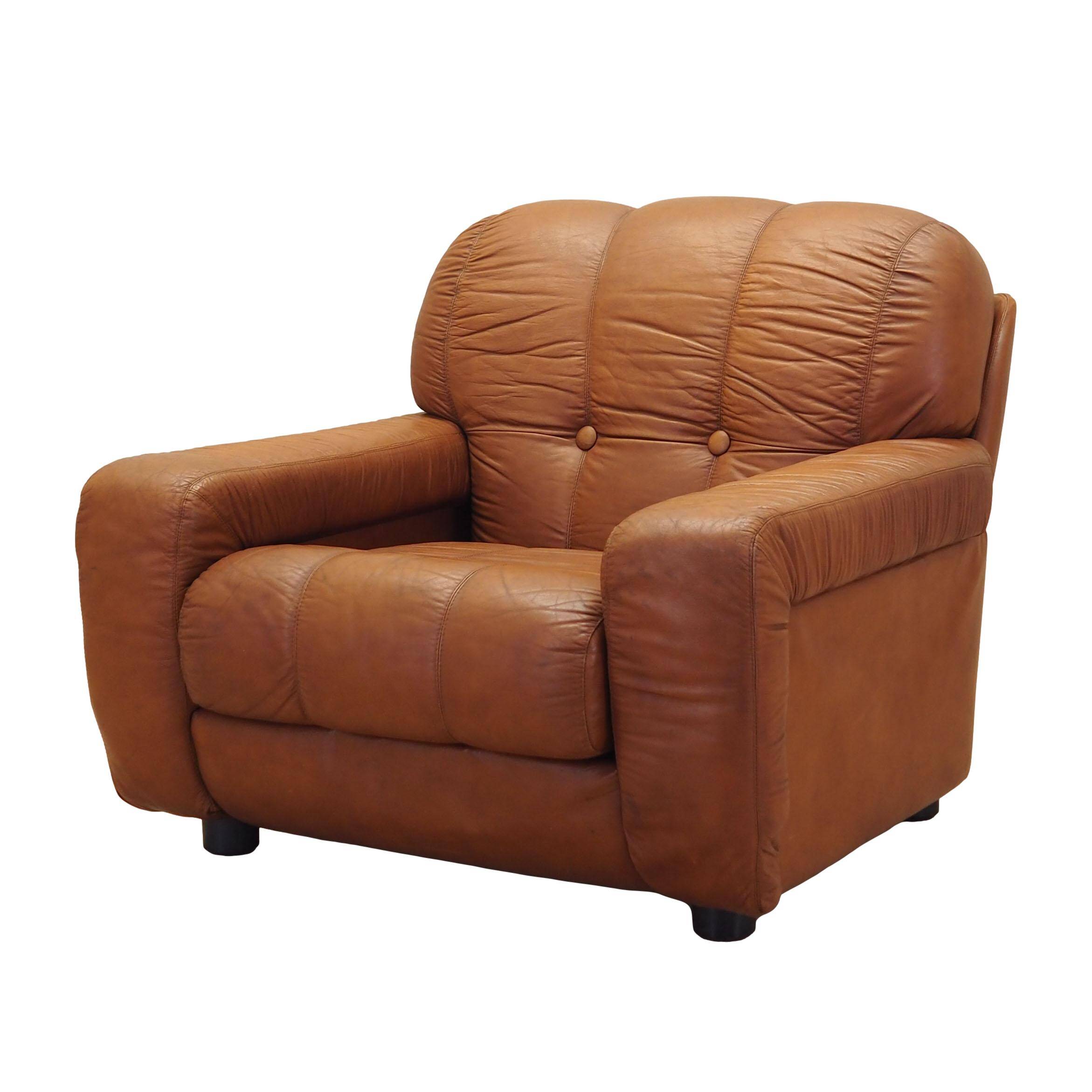 Brown armchair, Italian design, 1970s, production: Italy